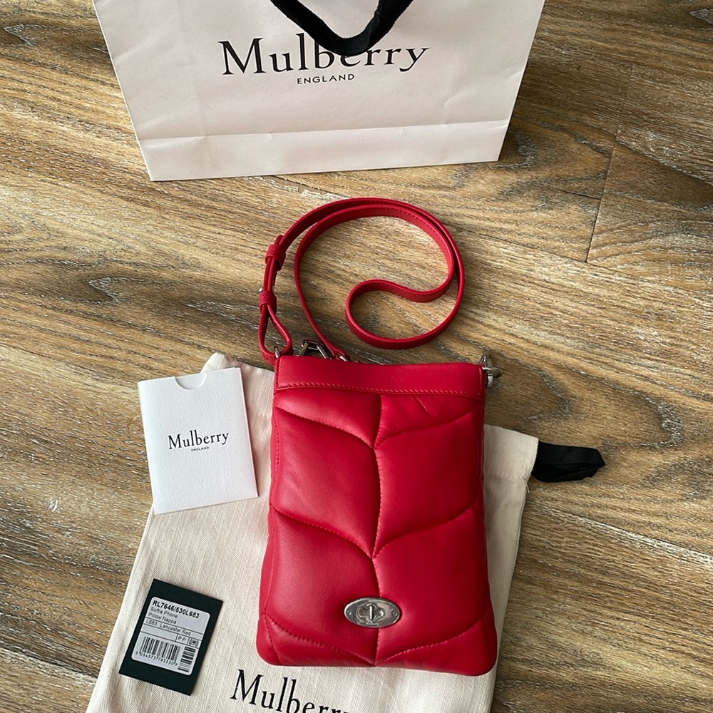 Mulberry Softie Phone Case Pouch in Lancaster Red NWT